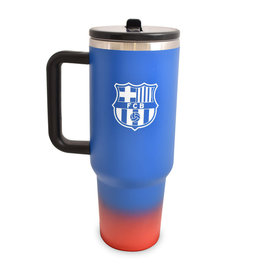 Hy-Pro Officially Licensed Barcelona 40oz/1.18 L Thermal Flask & Handle - Metal Water Bottle with Straw