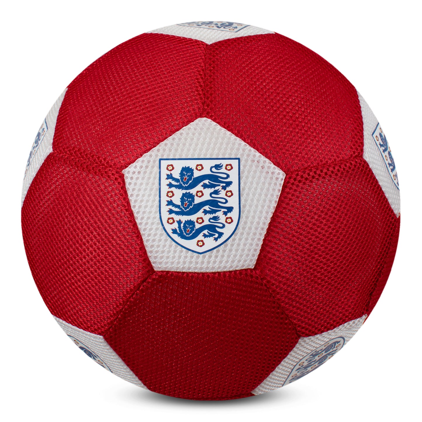 Officially licensed England FA 3 lions giant mesh football in red and white by hy-pro sports on a white background