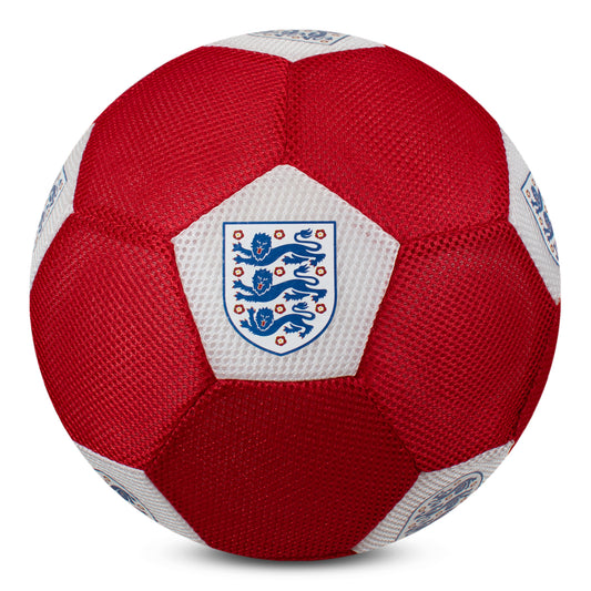 Officially licensed England FA 3 lions giant mesh football in red and white by hy-pro sports on a white background
