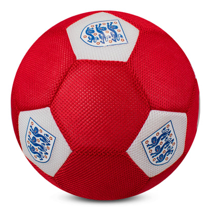 Officially licensed England FA 3 lions giant mesh football in red and white by hy-pro sports on a white background