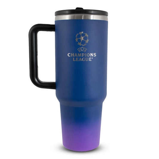 UEFA Champions League 40oz/1.18 L Thermal Flask & Handle - Metal Water Bottle with Straw