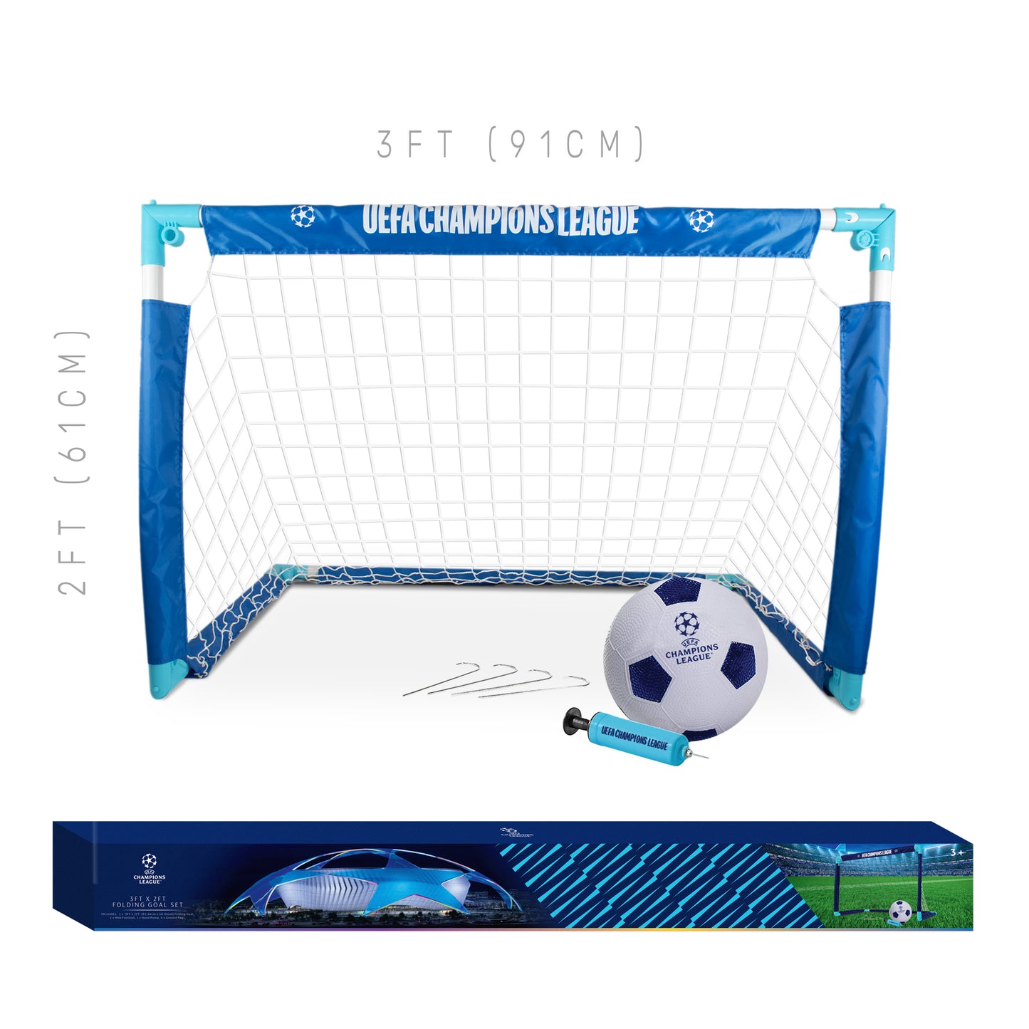 UEFA Champions League Portable Goal Set – 3ft x 2ft Pop Up Football Goal