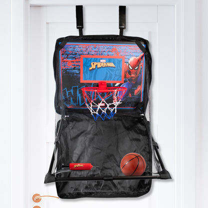 Hy-Pro Officially Licensed Spiderman Over The Door Basketball Set - Marvel Gift, Mini Basketball & Pump Included