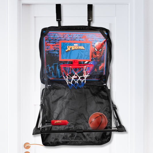 Hy-Pro Officially Licensed Spiderman Over The Door Basketball Set - Marvel Gift, Mini Basketball & Pump Included