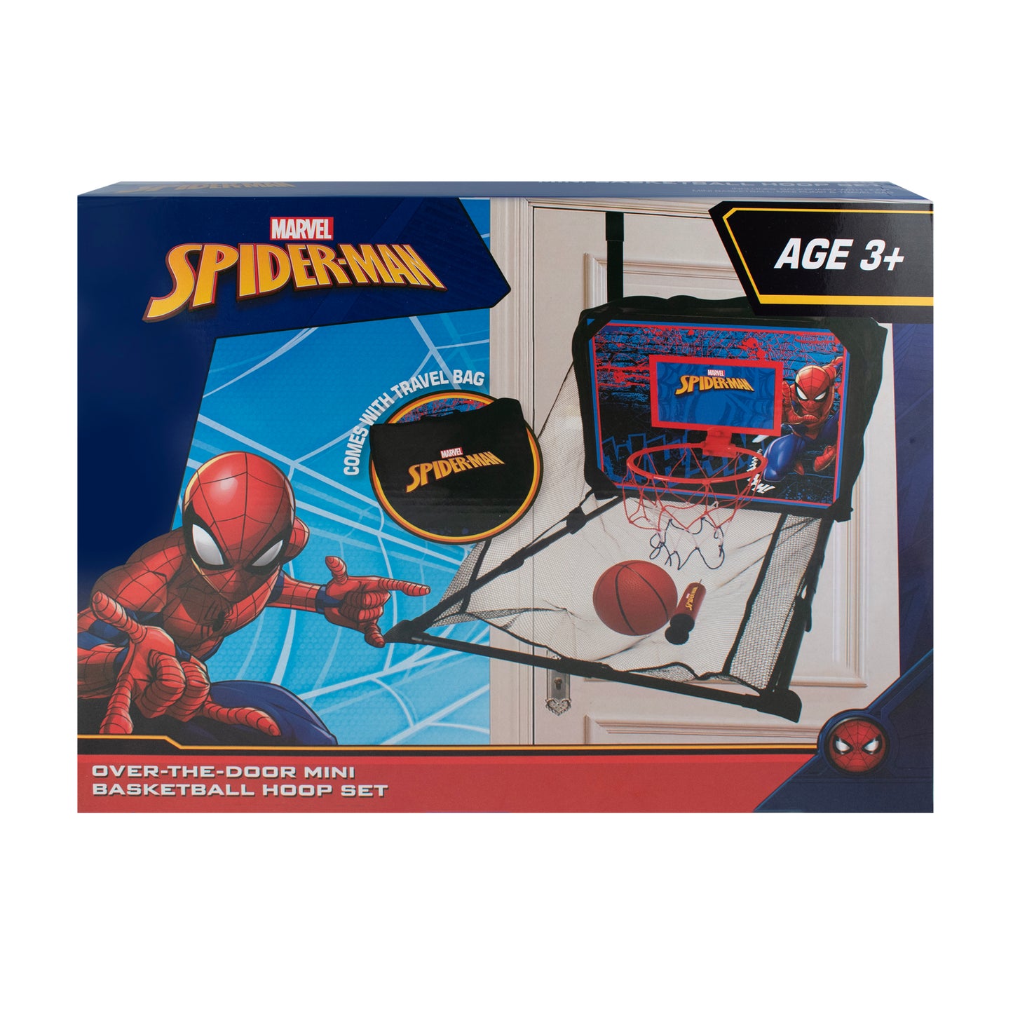 Hy-Pro Officially Licensed Spiderman Over The Door Basketball Set - Marvel Gift, Mini Basketball & Pump Included