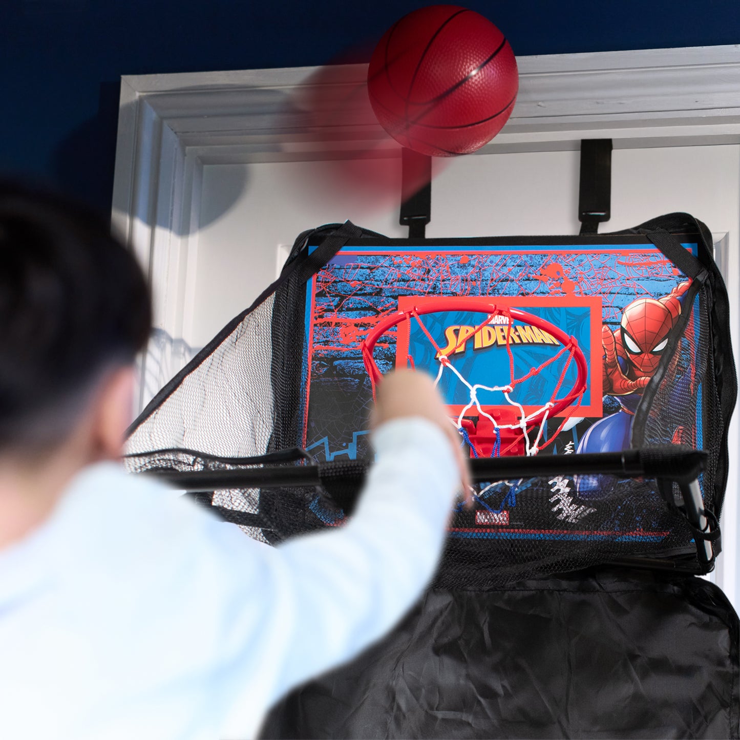 Hy-Pro Officially Licensed Spiderman Over The Door Basketball Set - Marvel Gift, Mini Basketball & Pump Included