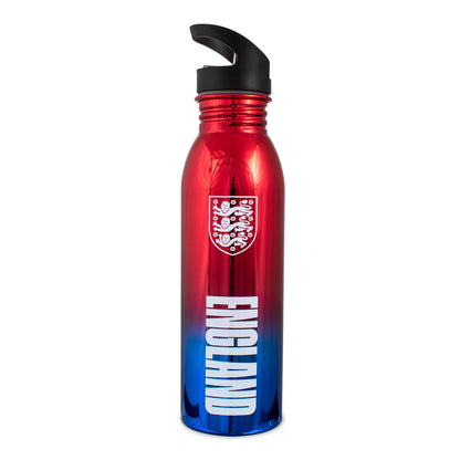 Official England 3 Lions bottle in red and blue with 3 lions badge on a white background