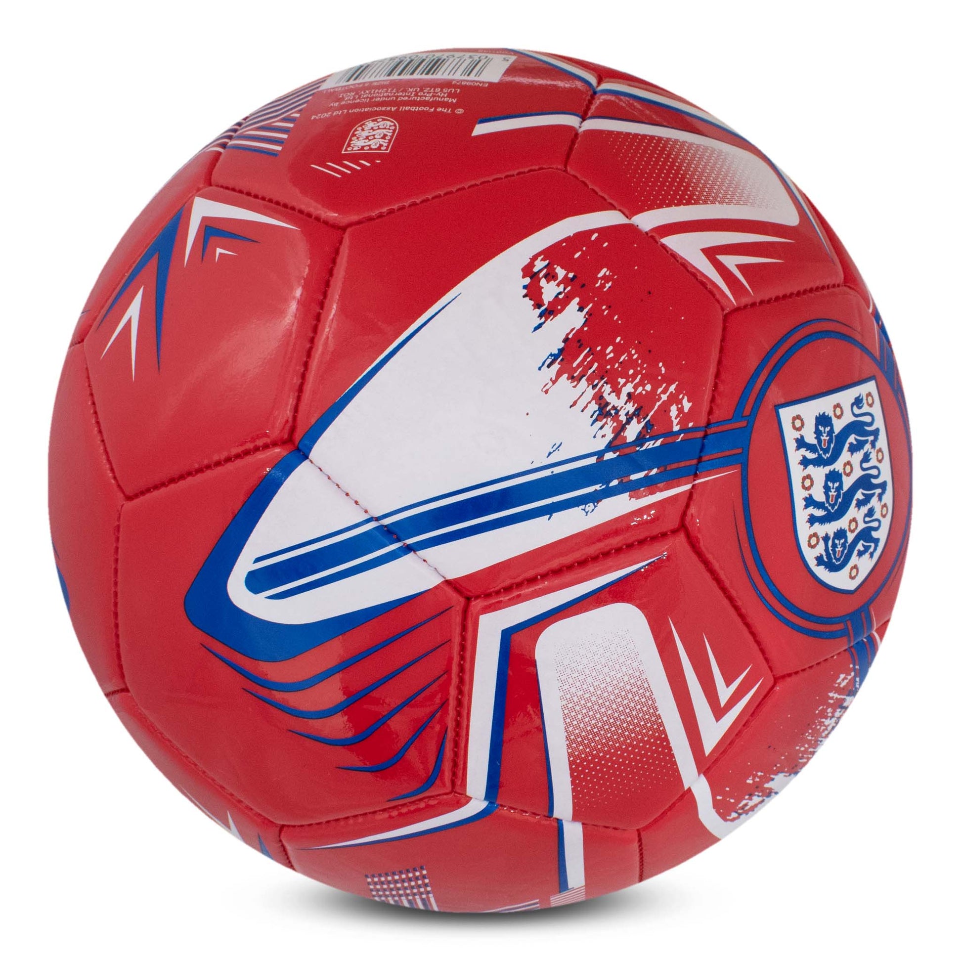 Officially licensed England FOOTBALL IN BOLD RED TURBINE DESIGN ON A WHITE BACKGROUND BY HY-PRO