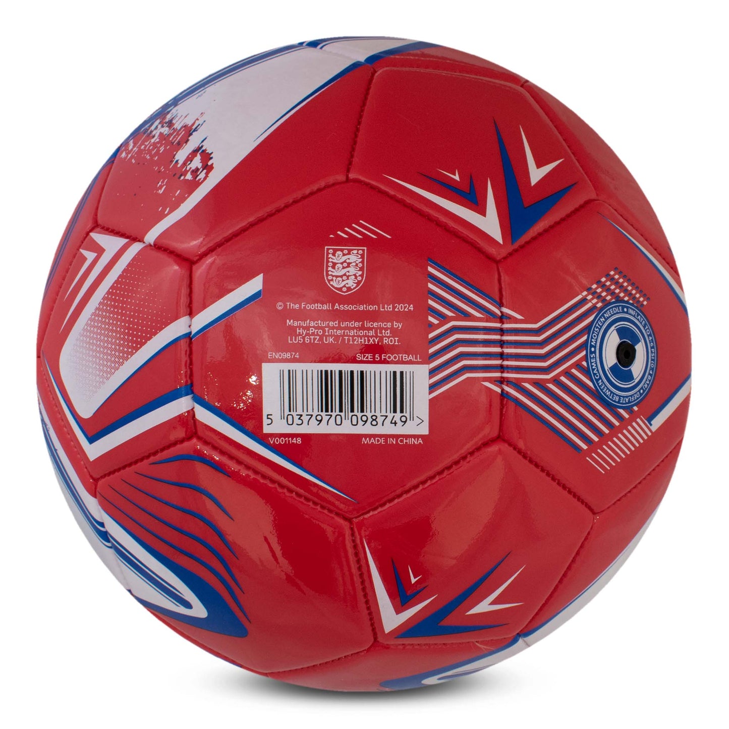 BASE OF Officially licensed England FOOTBALL IN BOLD RED TURBINE DESIGN ON A WHITE BACKGROUND
