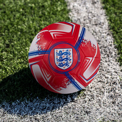 Officially licensed England FA Turbine size 1 football in Red and white with 3 lions crest by Hy-Pro Sports on a grass football pitch