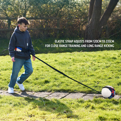 Officially licensed England kick trainer being used by a young boy outside.