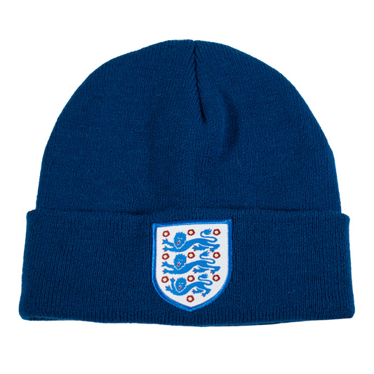 Officially Licensed England beanie with 3 lions crest on a white background