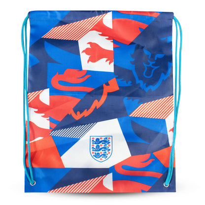 Official England 3 lions gym sack on a white background