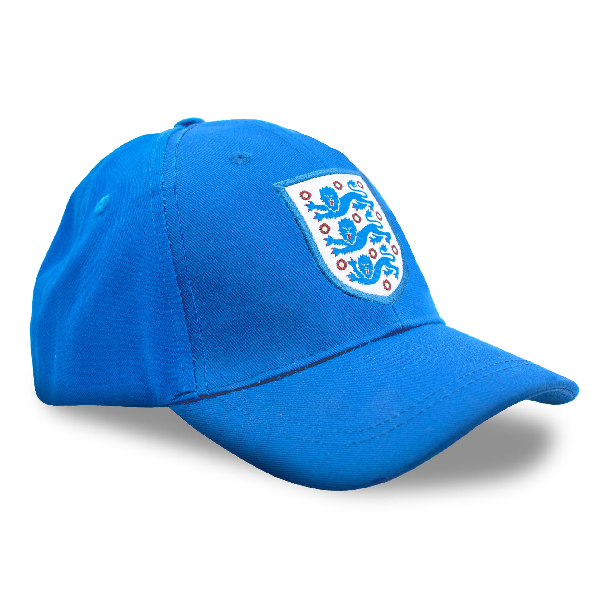 Officially licensed England cap in blue with 3 lions crest by Hy-Pro Sports on a white background