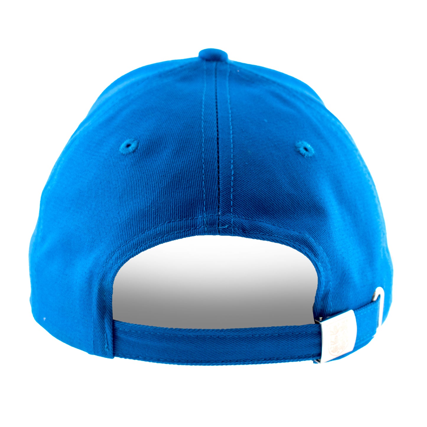 Back of Officially licensed England cap in blue by Hy-Pro Sports on a white background