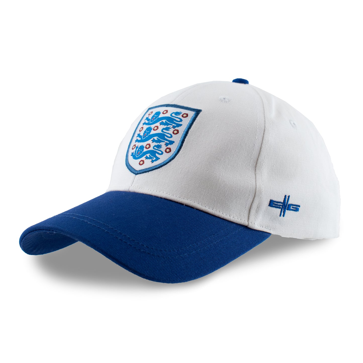 Officially licensed England cap in blue and white by Hy-Pro on a white background