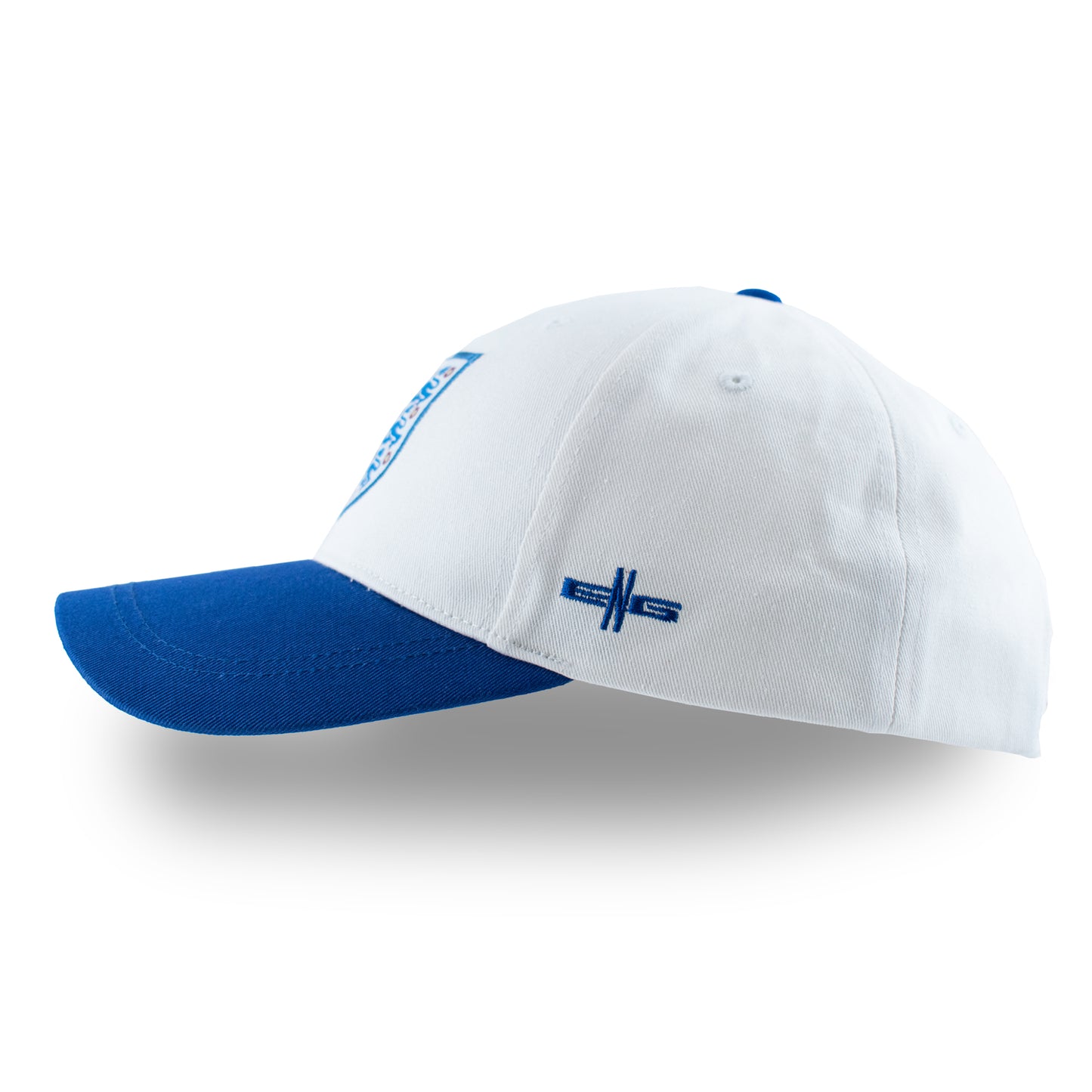 Officially licensed England cap in blue and white with 3 lions crest by Hy-Pro Sports on a white background