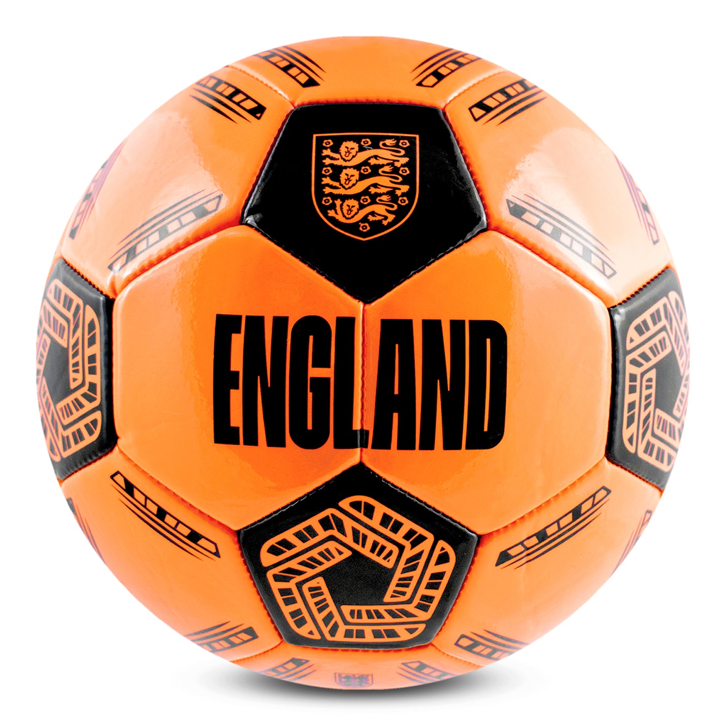 Officially licensed England FA football in neon orange glow in the dark design by hy-pro sports on a white background