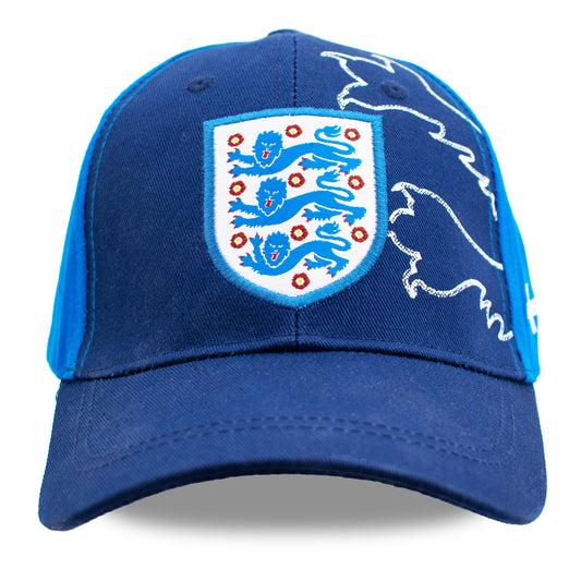 Officially licensed England Cap for kids in blue by Hy-pro sports on a white background