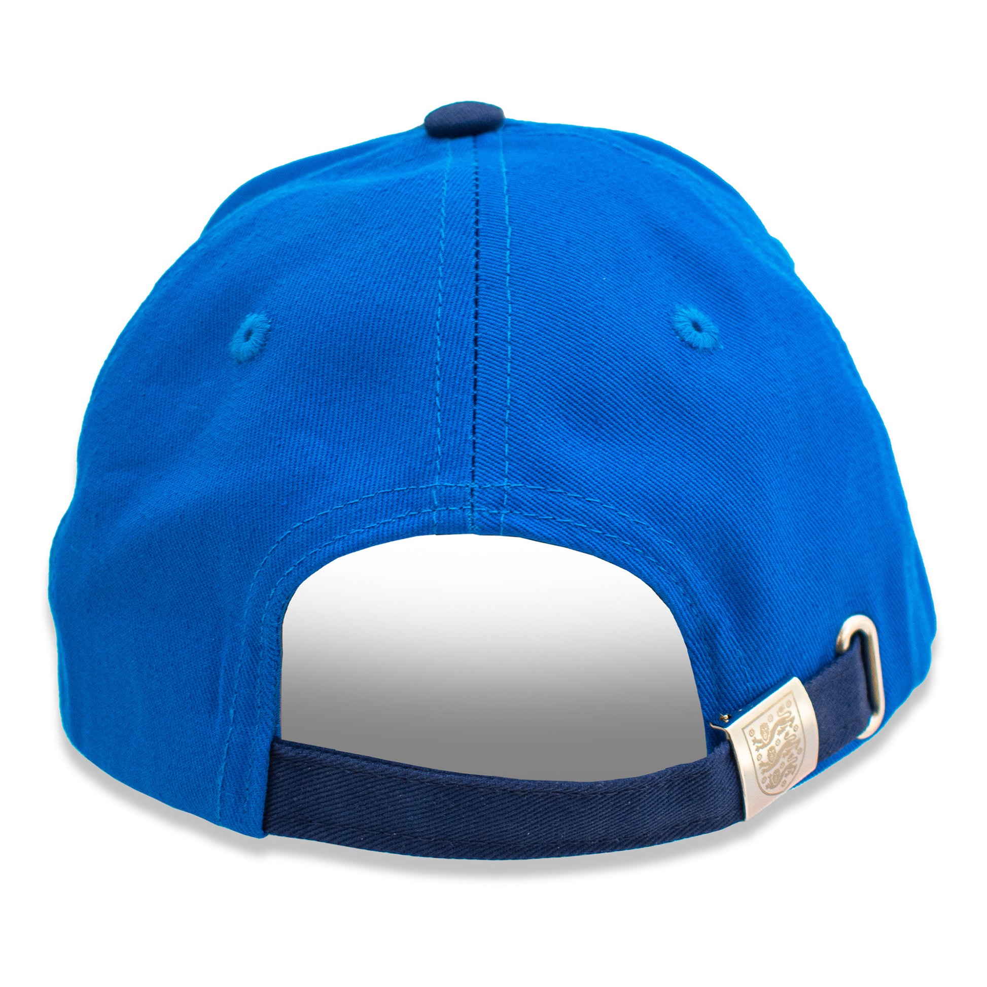 Officially licensed England Cap for kids in blue with 3 lions detail on back by Hy-pro sports on a white background