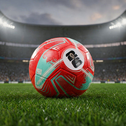 FIFA WORLD CUP 2026 FOOTBALL GIFT SET FOOTBALL BALL ON A GRASS PITCH INSIDE A FOOTBALL STADIUM