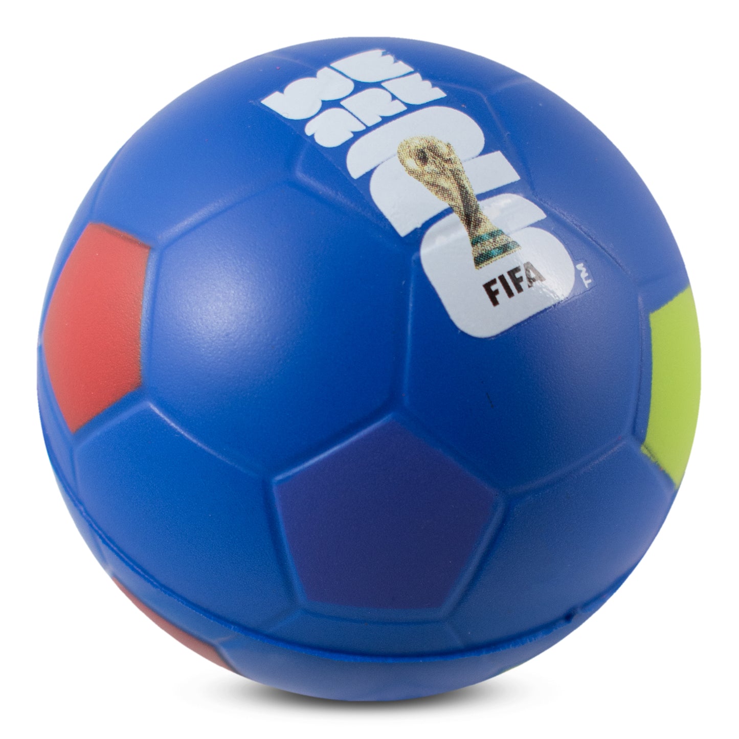 Official FIFA World Cup 2026 stress ball by HY-PRO SPORTS in Blue with we are FIFA logo on a white background
