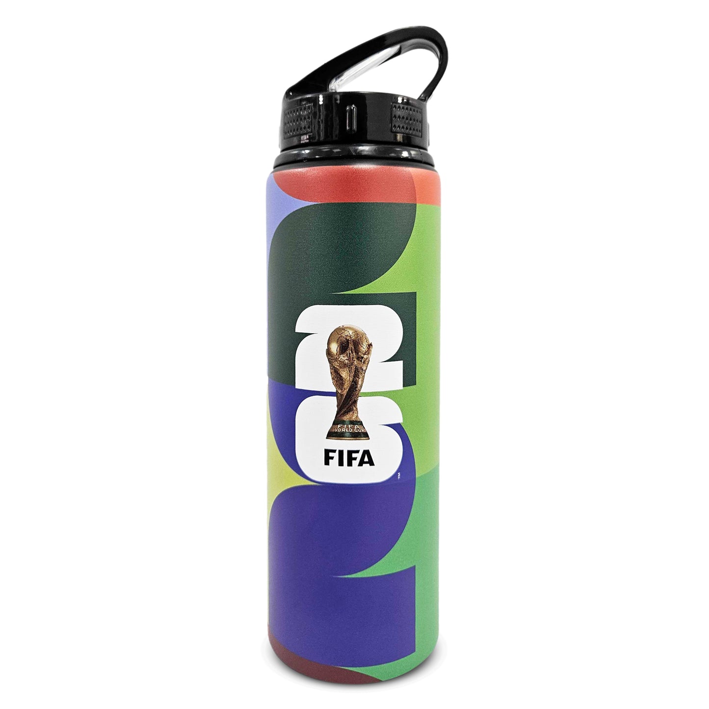 FIFA WORLD CUP 2026 750ML ALUMINIUM WATER BOTTLE BY HY-PRO SPORTS ON A WHITE BACKGROUND