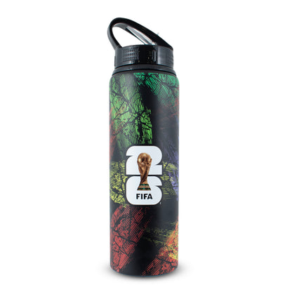 FIFA WORLD CUP 2026 750ML ALUMINIUM WATER BOTTLE BY HY-PRO SPORTS ON A WHITE BACKGROUND