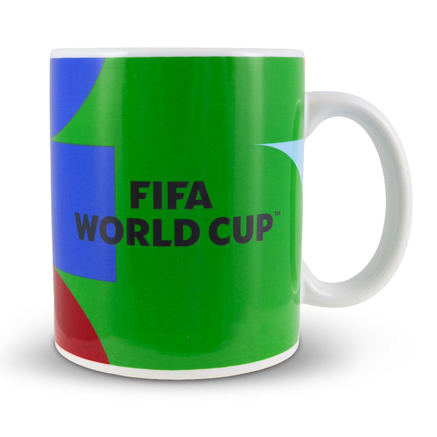 OFFICIALLY LICENSED FIFA WORLD CUP 2026 CERAMIC MUG WITH WE ARE 26 BRANDING ON A WHITE BACKGROUND.