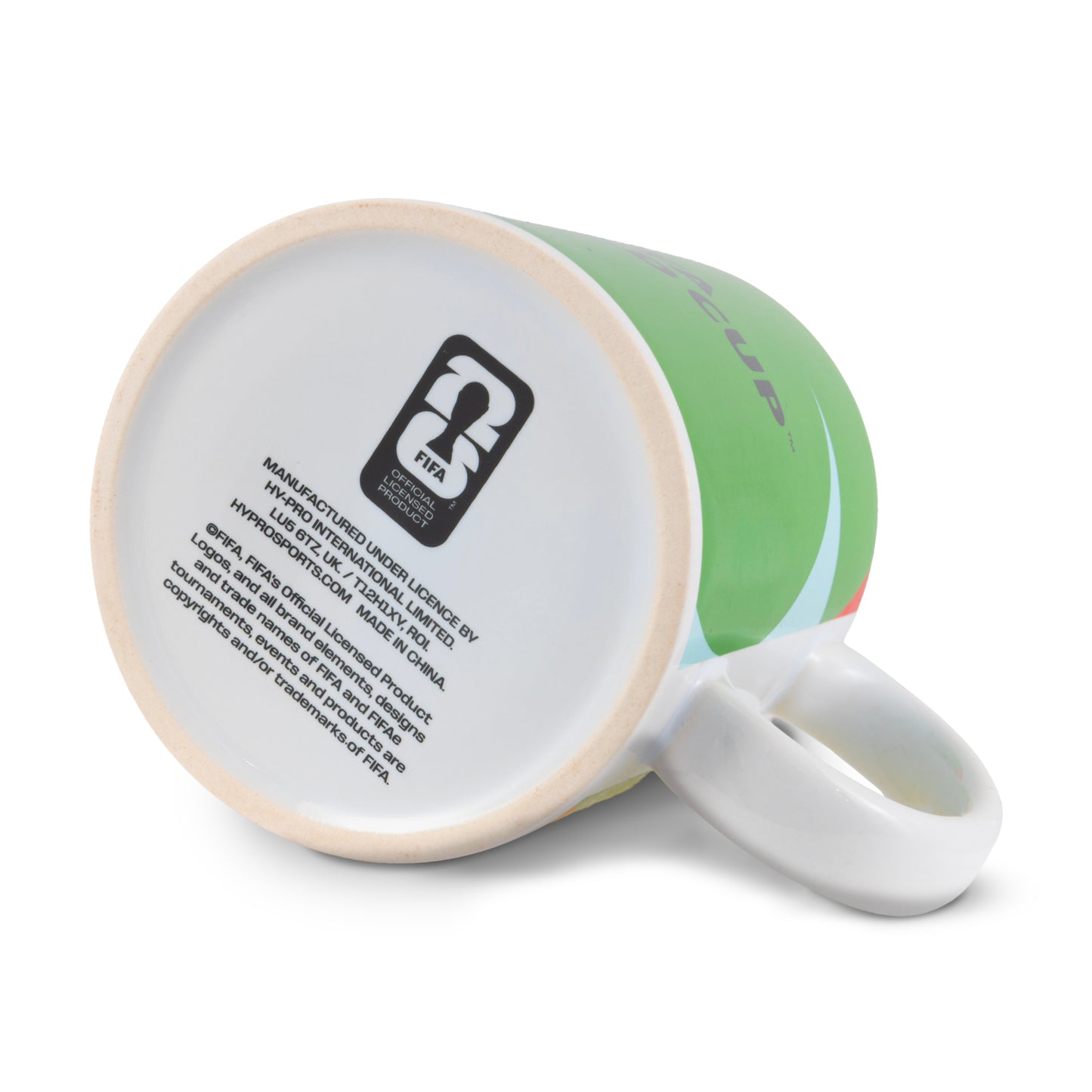 FIFA WORLD CUP 2026 CERAMIC MUG WITH WE ARE 26 BRANDING BY HY-PRO SPORTS ON A WHITE BACKGROUND.