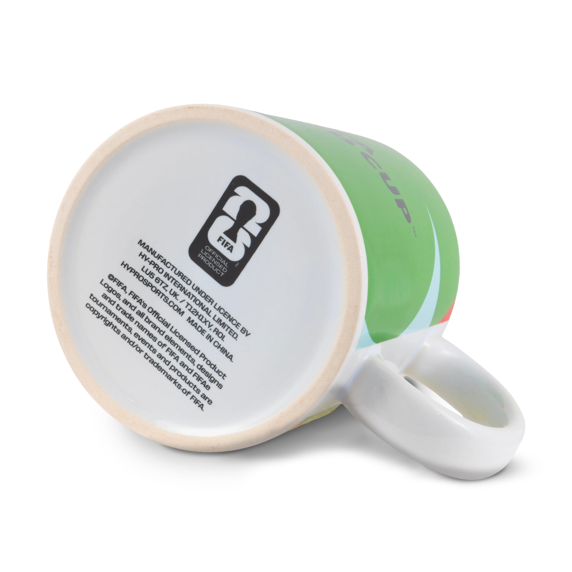 FIFA WORLD CUP 2026 CERAMIC MUG WITH WE ARE 26 BRANDING BY HY-PRO SPORTS ON A WHITE BACKGROUND.