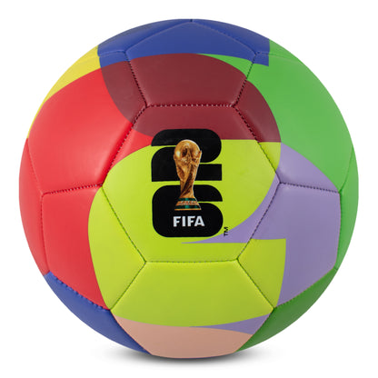 OFFICIALLY LICENSED FIFA WORLD CUP 2026 SIZE 5 COLOURFUL SIGNMA FOOTBALL BY HY-PRO SPORTS ON A WHITE BACKGROUND