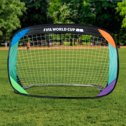 FIFA WORLD CUP 2026 POP UP GOAL BY HY-PRO SPORTS WITH A 26 FIFA BRANDING ON A GRASS FIELD