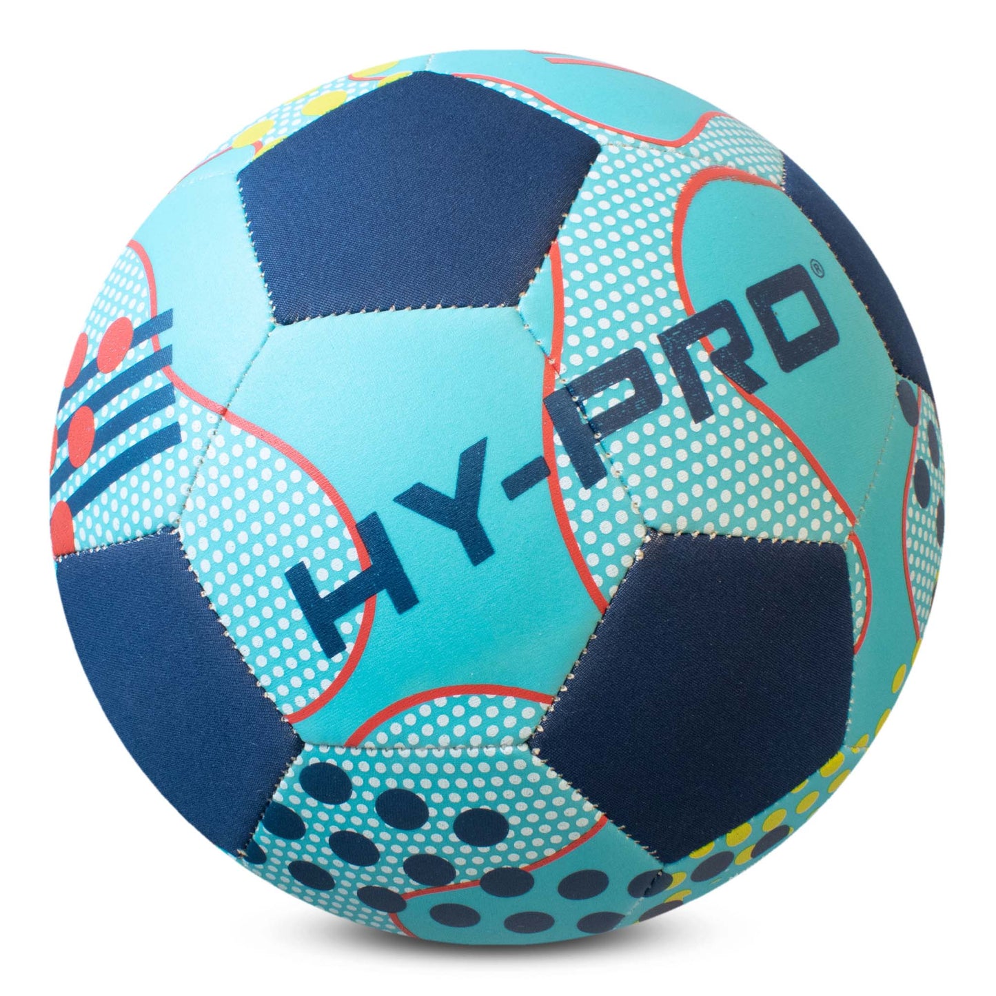 Hy-Pro size 5 Neoprene Football in blue with abstract design and large HY-PRO logo on a white background