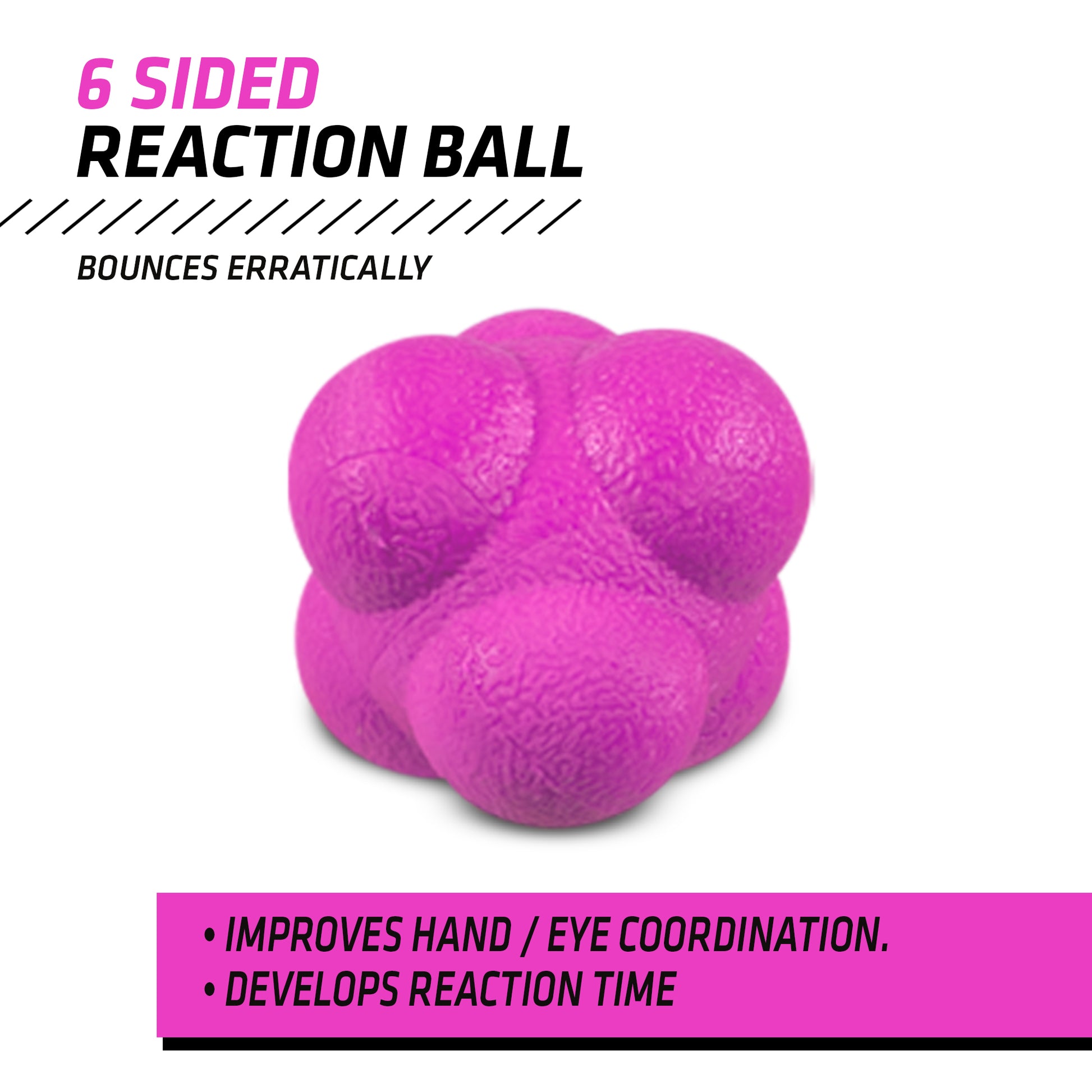 HY-PRO purple reaction ball with six sides on a white background. Perfect for agility drills