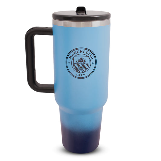 Hy-Pro Officially Licensed Manchester City 40oz/1.18 L Thermal Flask & Handle - Metal Water Bottle with Straw