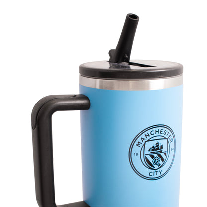 Hy-Pro Officially Licensed Manchester City 40oz/1.18 L Thermal Flask & Handle - Metal Water Bottle with Straw