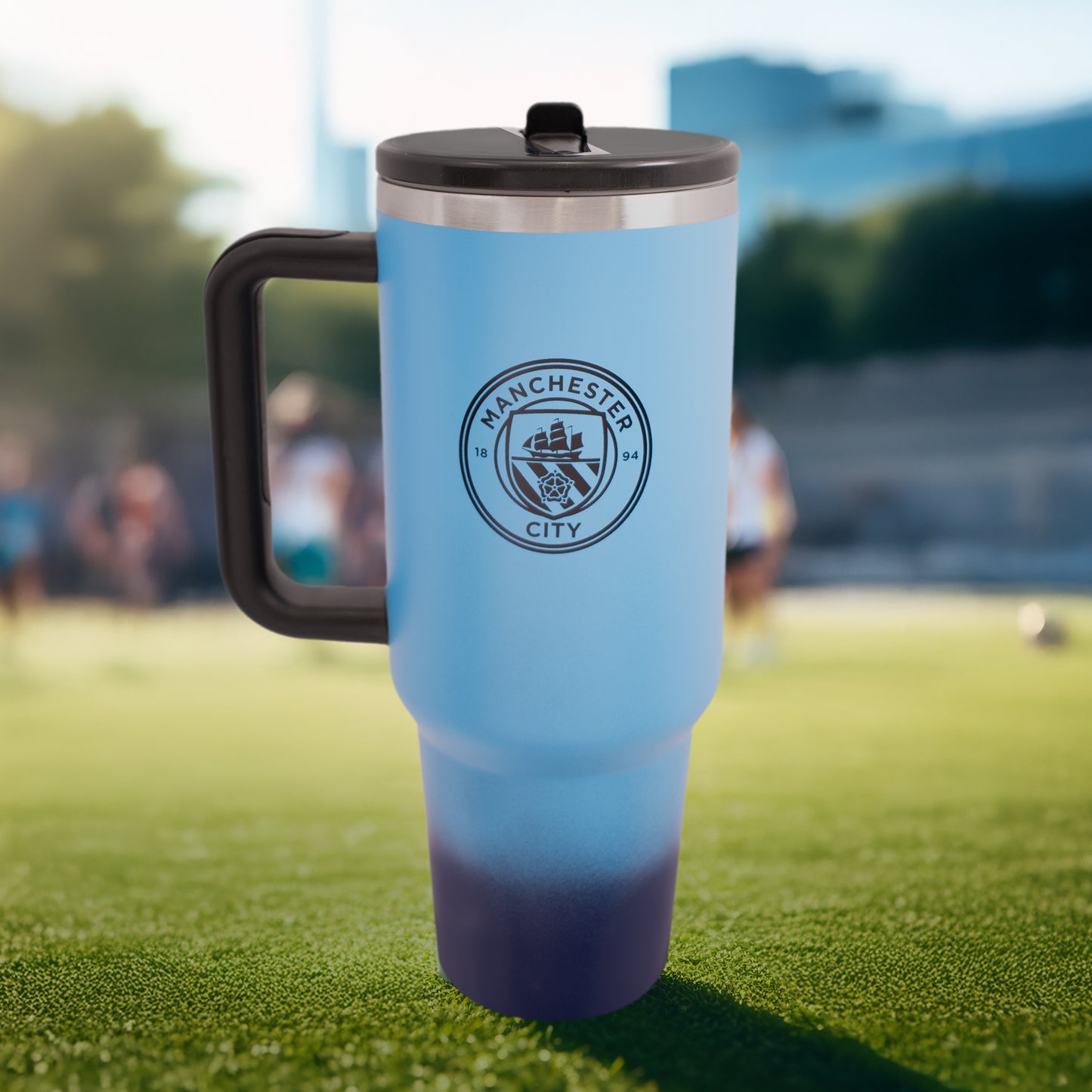 Hy-Pro Officially Licensed Manchester City 40oz/1.18 L Thermal Flask & Handle - Metal Water Bottle with Straw
