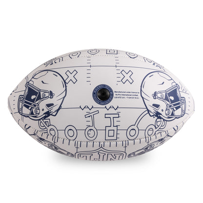 Bottom of NFL colour in rugby ball on a white background 