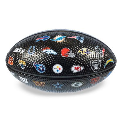 NFL Foam American Football, with NFL logo and black design and brand logos on a white background