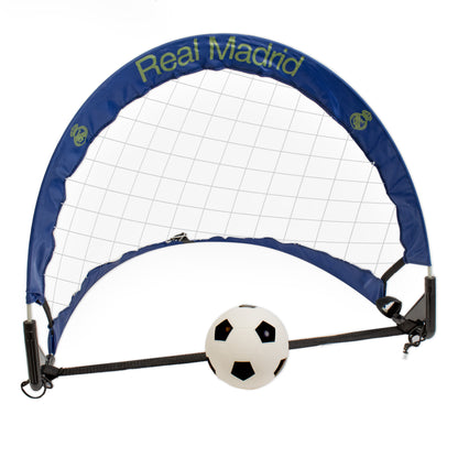 Hy-Pro Real Madrid C.F. Official Skills Goal Set – 2 Mini Goals, 4" Rubber Ball, Pump, Carry Bag & Pegs