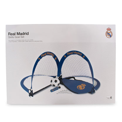 Hy-Pro Real Madrid C.F. Official Skills Goal Set – 2 Mini Goals, 4" Rubber Ball, Pump, Carry Bag & Pegs