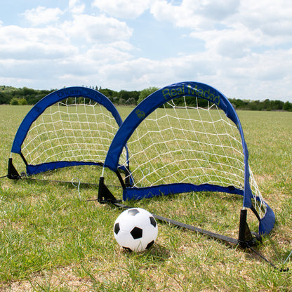 Hy-Pro Real Madrid C.F. Official Skills Goal Set – 2 Mini Goals, 4" Rubber Ball, Pump, Carry Bag & Pegs