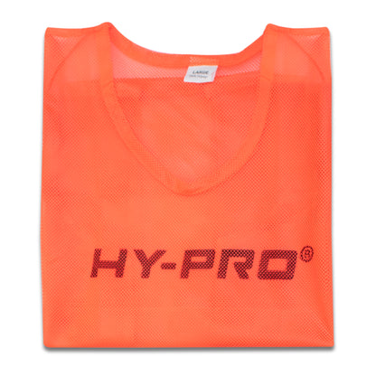 Bright Orange Hy-Pro sports bib folded on a white background