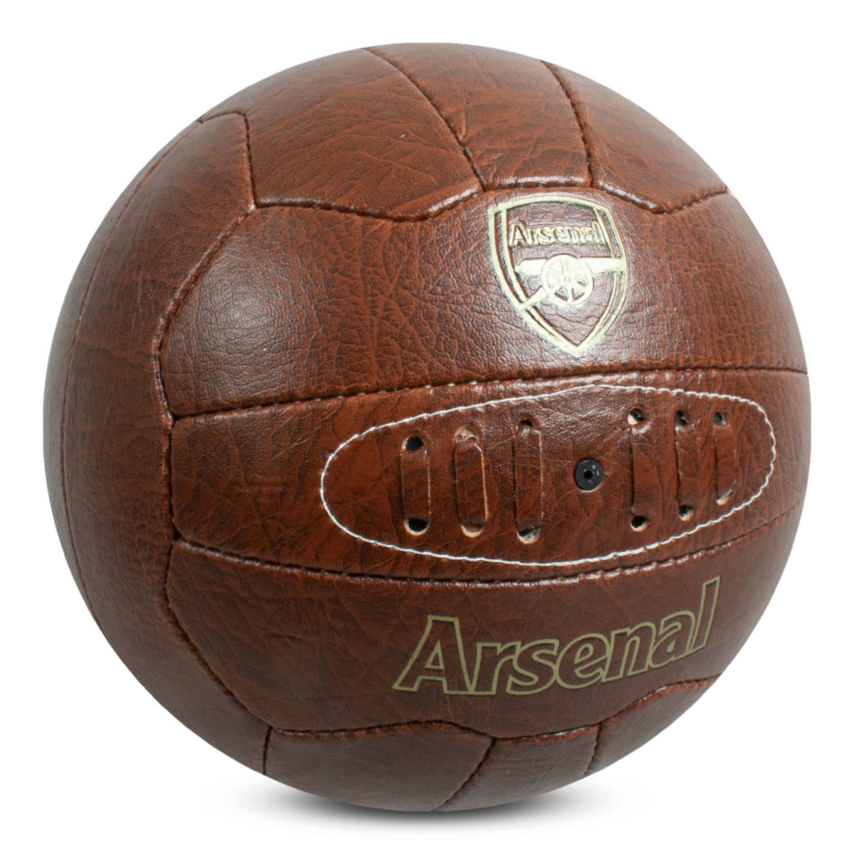 Side view of Arsenal Faux Leather Retro Football on a white background