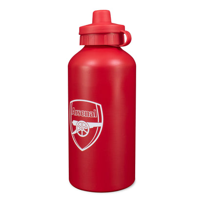 Arsenal 500ml Aluminium Matte Water Bottle in red with club crest in white on a white background