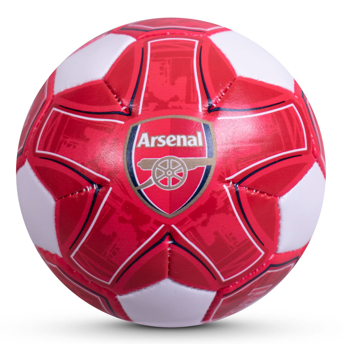 Arsenal 4" Mini Ball in red and white on a white background