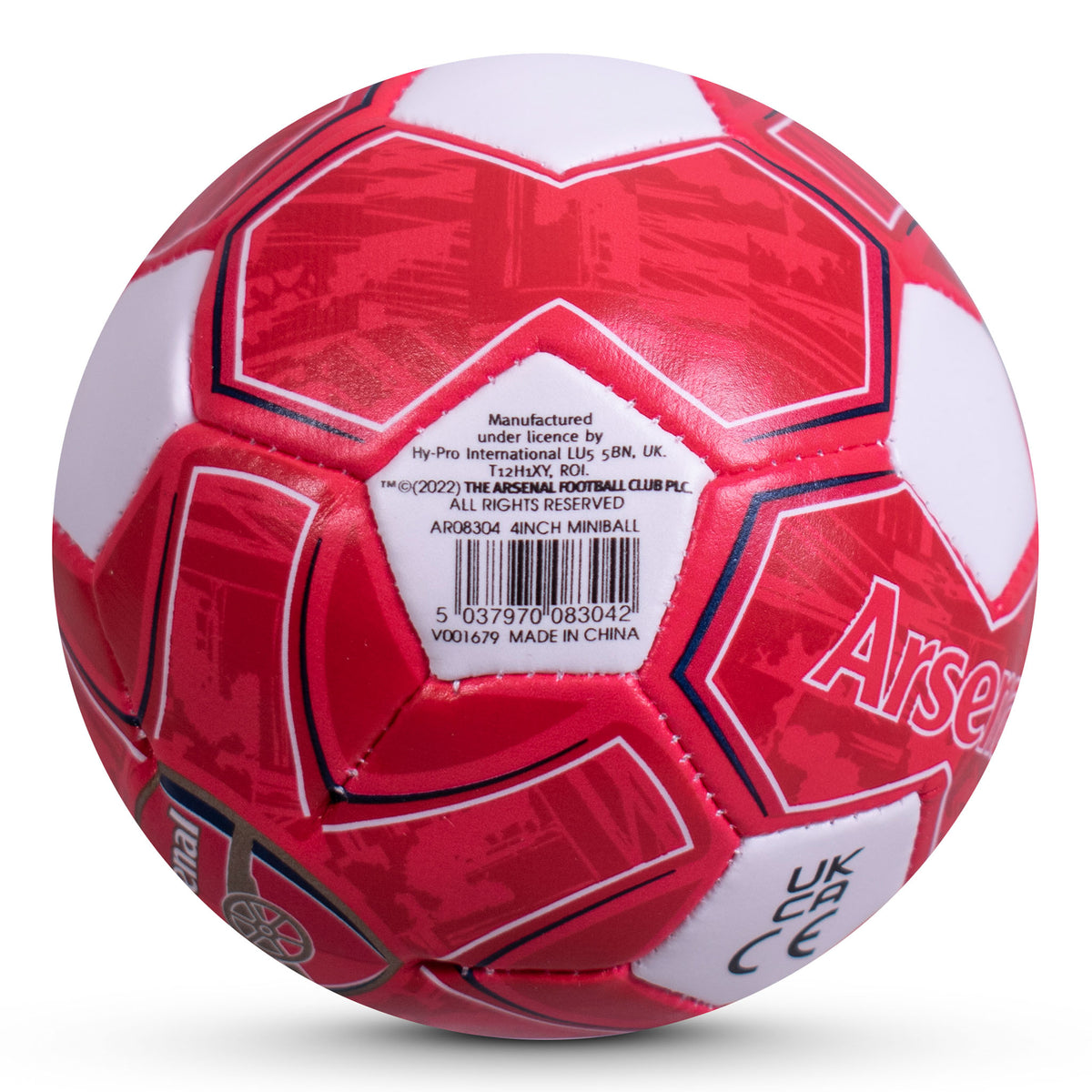 Base of the Arsenal 4" Mini Ball in red and white on a white background