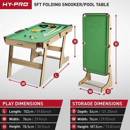 Hy-Pro 5ft Folding Snooker and Pool Table