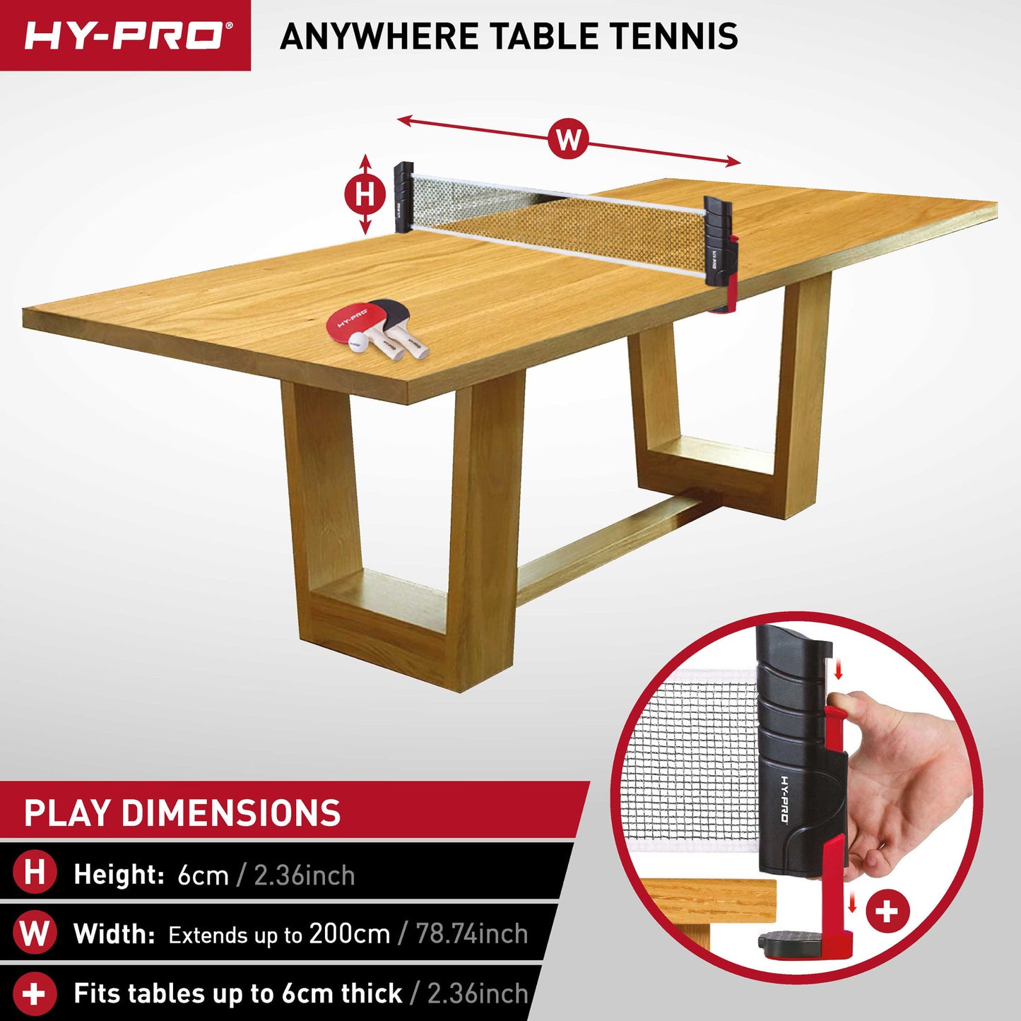 Hy-Pro 2 Person Portable Table Tennis Set